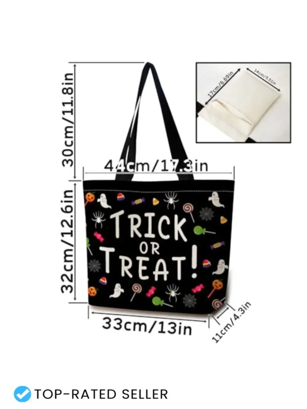Reusable Grocery Tote Bag with Zipper Pocket